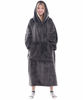 Picture of Waitu Wearable Blanket Sweatshirt Gifts for Women and Men, Warm and Cozy Giant Blanket Hoodie, Thick Flannel Blanket with Sleeves and Giant Pocket - Dark Gray