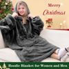 Picture of Waitu Wearable Blanket Sweatshirt Gifts for Women and Men, Warm and Cozy Giant Blanket Hoodie, Thick Flannel Blanket with Sleeves and Giant Pocket - Dark Gray