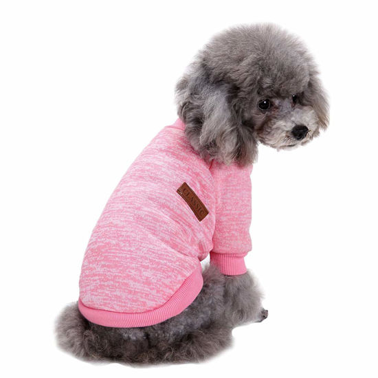 Picture of Jecikelon Dog Clothes Dogs Sweater Soft Puppies Clothing Winter Puppy Sweaters Warm Outfit for Dogs Small XXS XS Cat Apparel (Pink, XS)