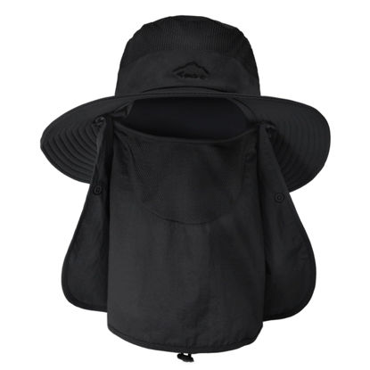 Picture of Sun Hats for Men Women Fishing Hat UPF 50+ Breathable Wide Brim Summer UV Protection Hat with Face Cover & Neck Flap