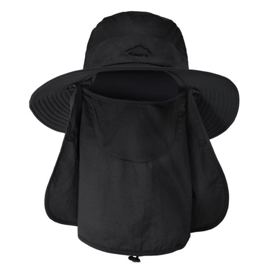 Picture of Sun Hats for Men Women Fishing Hat UPF 50+ Breathable Wide Brim Summer UV Protection Hat with Face Cover & Neck Flap