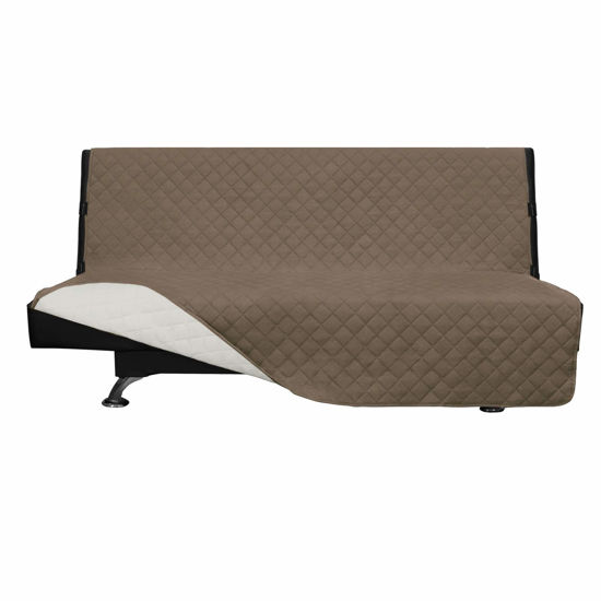 Picture of Easy-Going Futon Sofa Slipcover Reversible Sofa Cover Armless Futon Cover Furniture Protector Couch Cover Water Resistant Pets, Kids, Children, Dog, Cat (Futon, Camel/Ivory)