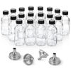 Picture of 18 Pack, 2 oz Small Clear Glass Bottles w/ Lid & 4 Stainless Steel Funnels - 60ml Boston Sample Bottles - Mini Travel Essential or Decorative Bottles for Potion, Juice, Wellness, Ginger Shots, Whiskey