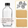Picture of 18 Pack, 2 oz Small Clear Glass Bottles w/ Lid & 4 Stainless Steel Funnels - 60ml Boston Sample Bottles - Mini Travel Essential or Decorative Bottles for Potion, Juice, Wellness, Ginger Shots, Whiskey