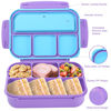 Picture of shell and turtle Bento Box for Kids Girls Boys, Bento Box Adult Lunch Box with 4 Compartments, Lunch Containers with Utensils, Sauce Jar, Muffin Liners for School, 40 Oz/5 Cup, Purple