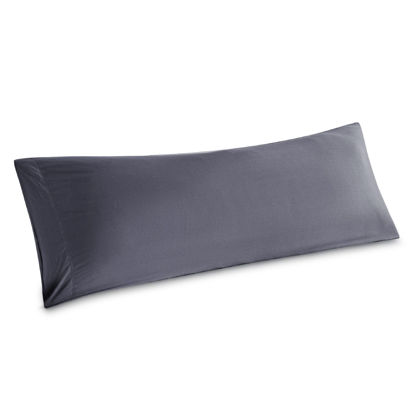 Picture of Bedsure Body Pillow Cover - Grey Long Cooling Pillow Cases, 100% Rayon Derived from Bamboo, Soft & Breathable Body Pillowcase with Envelope Closure, Gifts for Women or Men, 1 Pack, 20x54 Inches