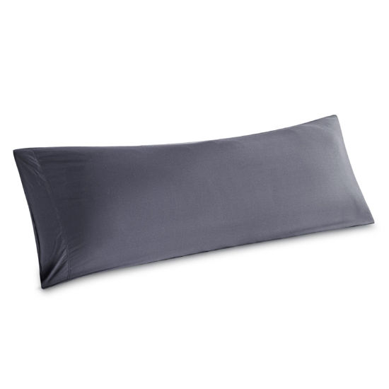 Picture of Bedsure Body Pillow Cover - Grey Long Cooling Pillow Cases, 100% Rayon Derived from Bamboo, Soft & Breathable Body Pillowcase with Envelope Closure, Gifts for Women or Men, 1 Pack, 20x54 Inches