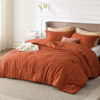 Picture of Bedsure California King Comforter Set - Burnt Orange Comforter Cal King Size, Soft Cationic Dyed Bedding Set for All Seasons, 3 Pieces, 1 Comforter (104"x96") and 2 Pillow Shams (20"x36"+2")