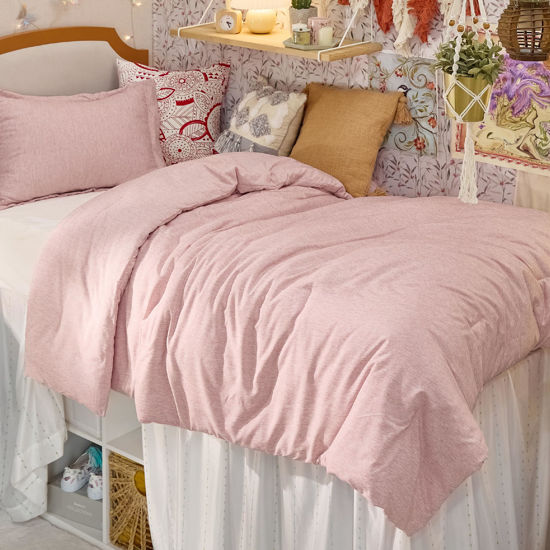 Picture of Bedsure Twin/Twin XL Comforter Set - Pink Twin Extra Long Comforter, Soft Bedding for All Seasons, Cationic Dyed Bedding Set, 2 Pieces, 1 Comforter (68"x88") and 1 Pillow Sham (20"x26"+2")