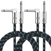 Picture of Sovvid Guitar Cable 10FT 2 Pack Instrument Cable Guitar Cord Electric Guitar Cable Guitar AMP Cord for Bass Guitar Keyboard 1/4 Inch Cable Right Angle Black Blue