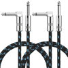 Picture of Sovvid Guitar Cable 6FT 2 Pack Instrument Cable Guitar Cord Electric Guitar Cable Guitar AMP Cord for Bass Guitar Keyboard 1/4 Inch Cable Right Angle Black Blue