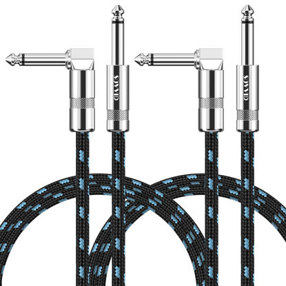 Picture of Sovvid Guitar Cable 6FT 2 Pack Instrument Cable Guitar Cord Electric Guitar Cable Guitar AMP Cord for Bass Guitar Keyboard 1/4 Inch Cable Right Angle Black Blue