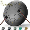 Picture of Rain Drum for Outside Garden, 6 Inches 8 Notes Steel Tongue Chakra Drum, Waterproof Echo Rain Chime Meditation Drum, Musical Instruments for Adult Gift with Drum Bag, Music Book, Drum Mallets (Black)