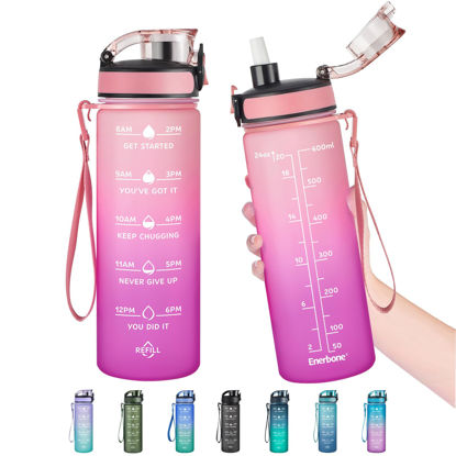 Picture of Enerbone 24 oz Water Bottle, Leakproof BPA & Toxic Free, Motivational Water Bottle with Times to Drink and Straw, Fitness Sports Water Bottle with Strap for Office, Gym, Outdoor Sports