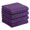 Picture of Homaxy 100% Cotton Terry Kitchen Towels(Purple, 13 x 28 inches), Checkered Designed, Soft and Super Absorbent Dish Towels, 4 Pack