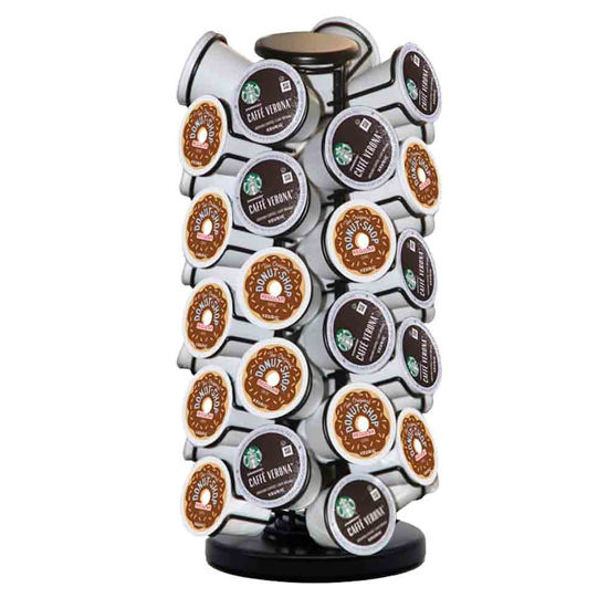 Picture of 40pods K Cup Holders, K Cup Carousel, Coffee Pods Holder Storage Organizer Stand,Comes All in One Piece,No Assembly Required,1 Count,Black (Holds 40 Pods / Heavy Duty Base, Matte Black)