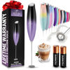 Picture of Zulay Kitchen Milk Frother Wand (2 Duracell Batteries Included) - Handheld Milk Frother - Easy-Clean Milk Frother Wand & Drink Mixer - Electric Coffee Frother for Frappe, Matcha - Galaxy
