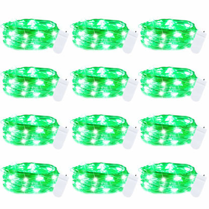 Picture of Brightown 12 Pack St. Patrick's Day LED Fairy Lights Battery Operated String Lights Waterproof Silver Wire 7 ft 20 LED Firefly Starry Moon Lights for DIY Wedding Party Bedroom Patio