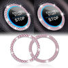 Picture of LivTee 2 PCS Crystal Combinatorial Rhinestone Car Engine Start Decoration Ring, Push to Start Button Cover/Sticker, Bling Car Interior Accessories for Women, Key Ignition&Knob Bling Ring, Pink