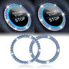 Picture of LivTee 2 PCS Crystal Combinatorial Rhinestone Car Engine Start Decoration Ring, Push to Start Button Cover/Sticker, Bling Car Interior Accessories for Women, Key Ignition&Knob Bling Ring, Light Blue
