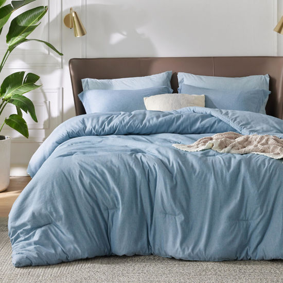 Picture of Bedsure Twin/Twin XL Comforter Set Dorm Bedding - Storm Blue Twin Extra Long Comforter, Soft Bedding for College, Cationic Dyed Bedding Set, 1 Comforter (68"x88") and 1 Pillow Sham (20"x26"+2")