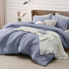 Picture of Bedsure King Size Comforter Set - Blue King Comforter Set, Soft Bedding for All Seasons, Cationic Dyed Bedding Set, 3 Pieces, 1 Comforter (104"x90") and 2 Pillow Shams (20"x36"+2")