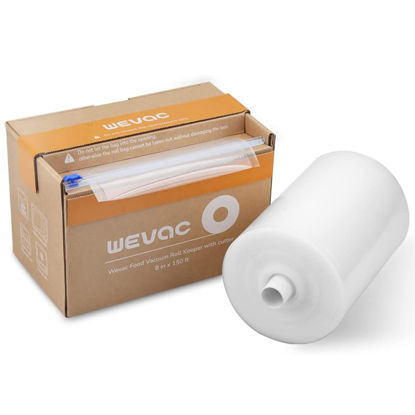 Picture of Wevac 8” x 150’ Food Vacuum Seal Roll Keeper with Cutter, Ideal Vacuum Sealer Bags for Food Saver, BPA Free, Commercial Grade, Great for Storage, Meal prep and Sous Vide (8" x 150')