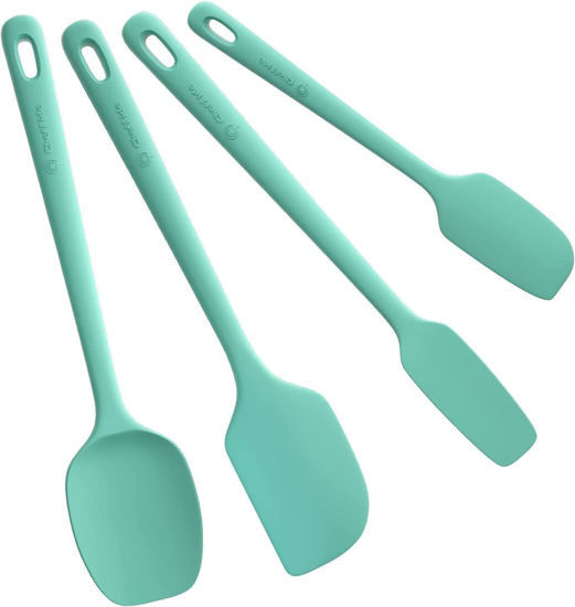 Picture of ChefAide 4 Pieces Silicone Spatula Set, Food Grade Rubber Spatula, Upgrade Strong Handle with Ergonomic Grip, Heat Resistant for Nonstick Cookware, Cooking