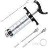 Picture of JY COOKMENT Meat Injector Syringe, 1-oz Marinade Flavor Injector with 2 Professional Needles,1 Cleaning Brushes(BLACK)