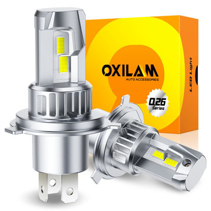 Picture of OXILAM H4 9003 Light Bulb, 20000LM 600% Brighter, 6500K Cool White, Mini 1:1 Size Design, Canbus Error Plug-and-Play H4 9003 HB2 Light Bulb, Pack of 2