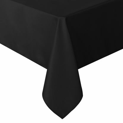 Picture of sancua Rectangle Tablecloth - 90 x 156 Inch - Water Resistant Spill Proof Washable Polyester Table Cloth, Decorative Fabric Table Cover for Dining Table, Buffet Parties and Camping, Black
