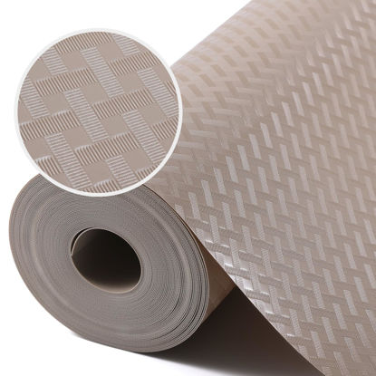 Picture of StaHom Shelf Liners for Kitchen Cabinets, Waterproof and Oil-Proof Kitchen Cupboard Liner, Refrigerator Liners and Plastic Drawer Mats EVA Non Adhesive Shelves, Fridge - Beige 11.8 x 118 Inches