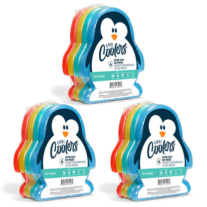 Picture of Fit & Fresh Cool Coolers Kids Lunch Box Ice Packs, Slim Ice Packs for Lunch Bags, Lunch Ice Packs Reusable-Multicolored 12 Pack Penguin