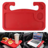 Picture of JUSTTOP Car Steering Wheel Desk, Red (ABS, Rectangular), Multipurpose Travel Tray for Eating, Laptop, Tablet, iPad, Cup Holder, Compatible with Most Cars