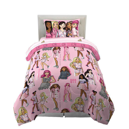 Picture of Franco Barbie Barbiecore Bedding Super Soft Comforter and Sheet Set with Sham, 5 Piece Twin Size, College Dorm Essentials (Official Licensed Product)