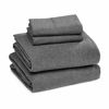 Picture of Amazon Basics 4 Piece Bed Sheet Set, 100% Cotton Jersey, Includes Super Soft, Flat and Fitted Sheets, Pillowcase, Full, Dark Gray, Solid