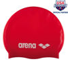 Picture of Arena Classic Unisex Soft Silicone Swim Cap for Women and Men, Intensive Training and Racing Comfortable Non-Slip Long Hair Swimming Hat, Red/White