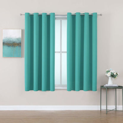 Picture of ChrisDowa Grommet Room Darkening Curtains for Bedroom and Living Room - 2 Panels Set Thermal Insulated Blackout Curtains (Teal, 52 x 45 Inch)
