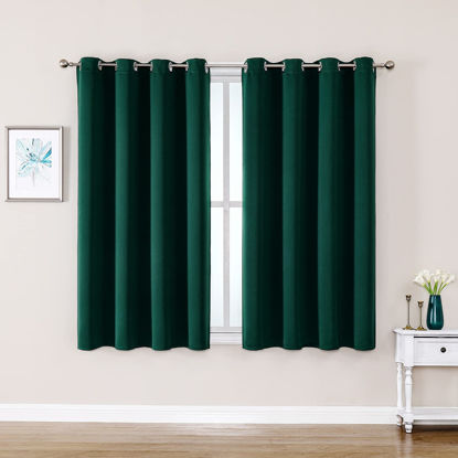 Picture of ChrisDowa Grommet Blackout Curtains for Bedroom and Living Room - 2 Panels Set Thermal Insulated Room Darkening Curtains (Forest Green, 52W x 45L)