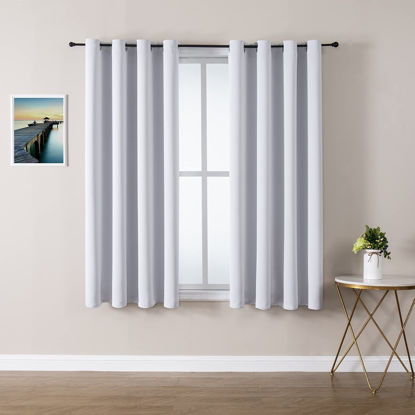 Picture of ChrisDowa Grommet Room Darkening Curtains for Bedroom and Living Room - 2 Panels Set Thermal Insulated Blackout Curtains (Greyish White, 52W x 45L)