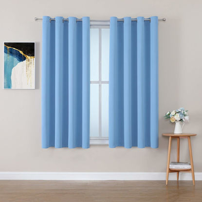 Picture of ChrisDowa Grommet Room Darkening Curtains for Bedroom and Living Room - 2 Panels Set Thermal Insulated Blackout Curtains (Sky Blue, 52W x 54L)