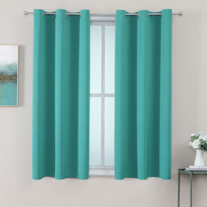 Picture of ChrisDowa Grommet Room Darkening Curtains for Bedroom and Living Room - 2 Panels Set Thermal Insulated Blackout Curtains (Teal, 38W x 45L)