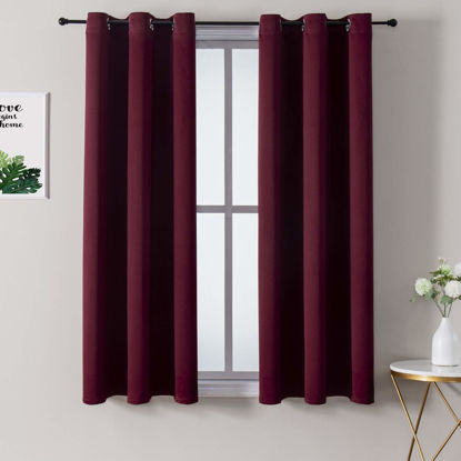 Picture of ChrisDowa Grommet Blackout Curtains for Bedroom and Living Room - 2 Panels Set Thermal Insulated Room Darkening Curtains (Burgundy Red, 38W x 54L)