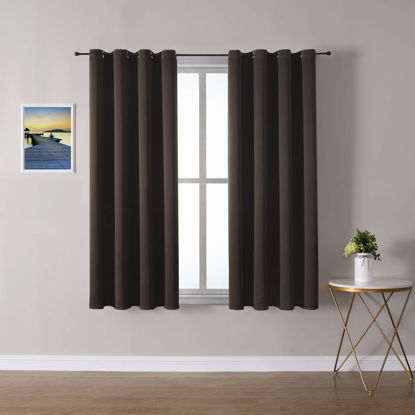 Picture of ChrisDowa Grommet Blackout Curtains for Bedroom and Living Room - 2 Panels Set Thermal Insulated Room Darkening Curtains (Brown, 52W x 45L)