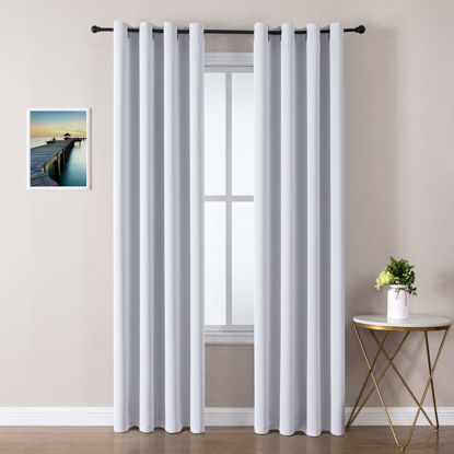 Picture of ChrisDowa Room Darkening Curtains 102 Inches Long 2 Panels Set for Living Room, Grommet Thermal Insulated Blackout Curtains for Bedroom (Greyish White, 52 x 102 Inch)