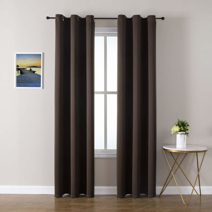 Picture of ChrisDowa Grommet Blackout Curtains for Bedroom and Living Room - 2 Panels Set Thermal Insulated Room Darkening Curtains (Brown, 42W x 84L)