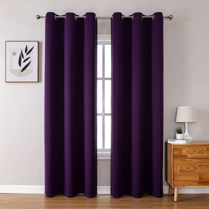 Picture of ChrisDowa Grommet Blackout Curtains for Bedroom and Living Room - 2 Panels Set Thermal Insulated Room Darkening Curtains (Royal Purple, 42W x 84L)