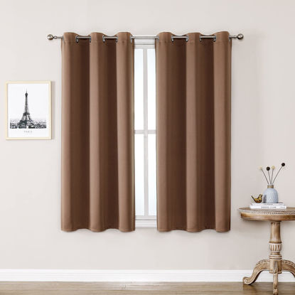 Picture of ChrisDowa Grommet Room Darkening Curtains for Bedroom and Living Room - 2 Panels Set Thermal Insulated Blackout Curtains (Cappuccino, 38W x 54L)