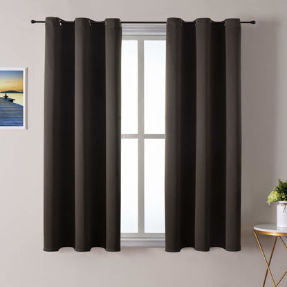 Picture of ChrisDowa Grommet Blackout Curtains for Bedroom and Living Room - 2 Panels Set Thermal Insulated Room Darkening Curtains (Brown, 38W x 54L)