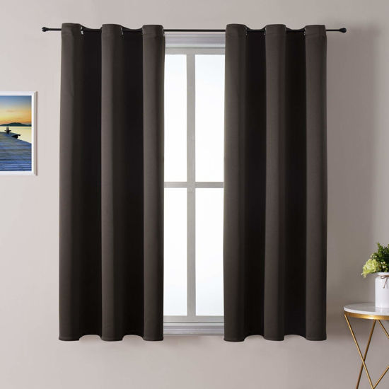 Picture of ChrisDowa Grommet Blackout Curtains for Bedroom and Living Room - 2 Panels Set Thermal Insulated Room Darkening Curtains (Brown, 38W x 54L)